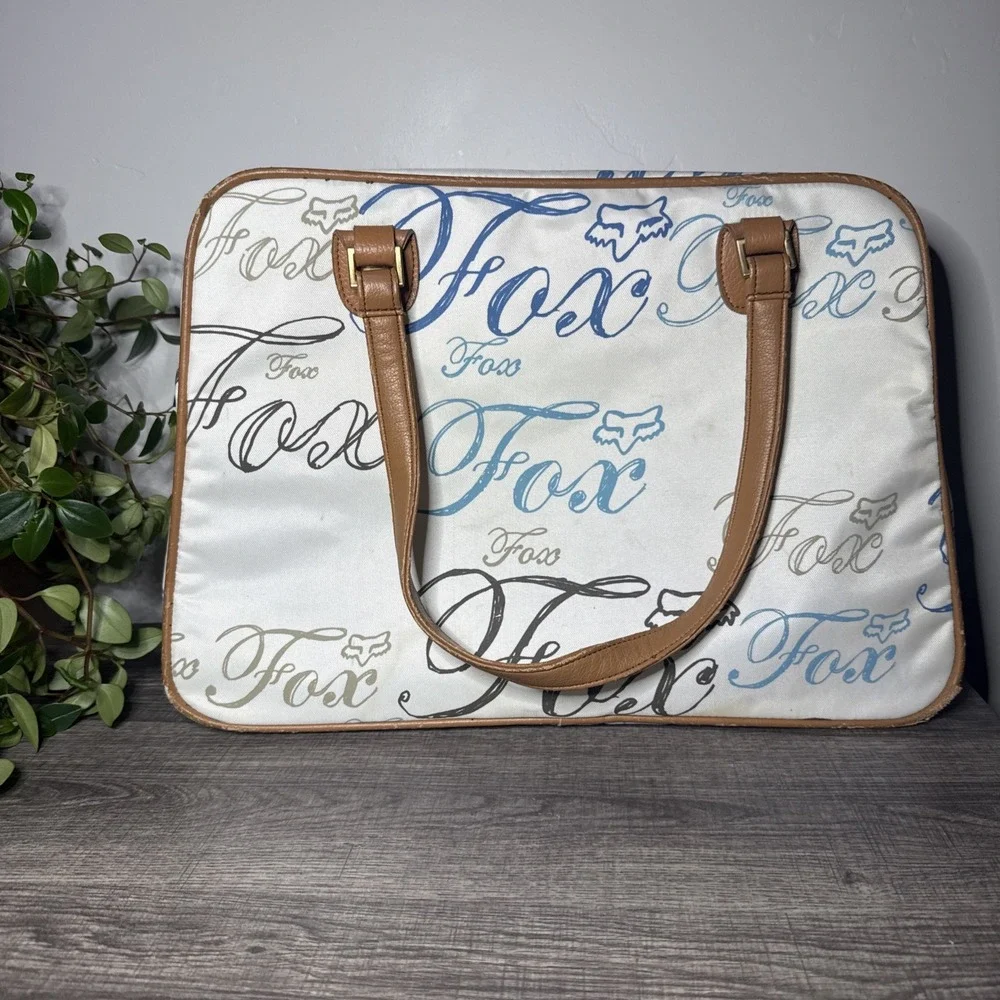 Vintage Y2K Fox Racing Duffle Bag Logo Print Nylon Travel Weekender Bag